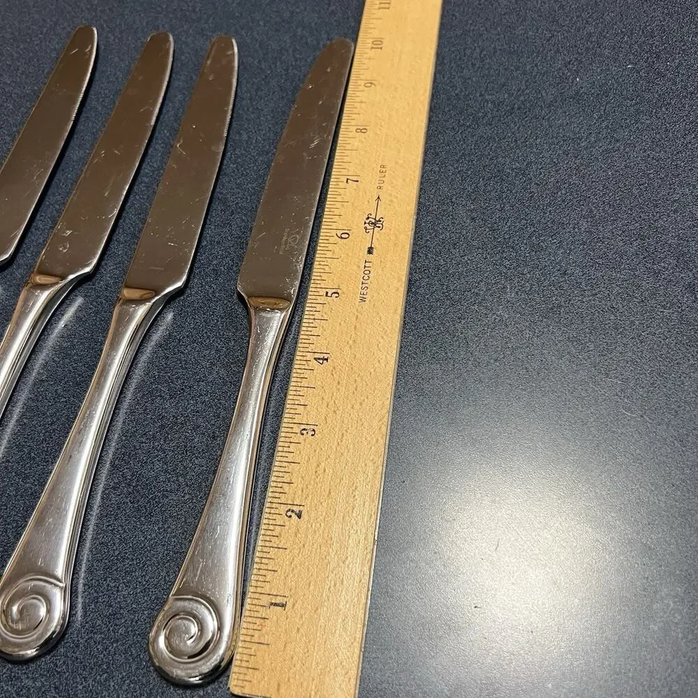Robert Welch Stainless Ammonite Bright 5 French Hollow Pistol Knives 9 7/8
